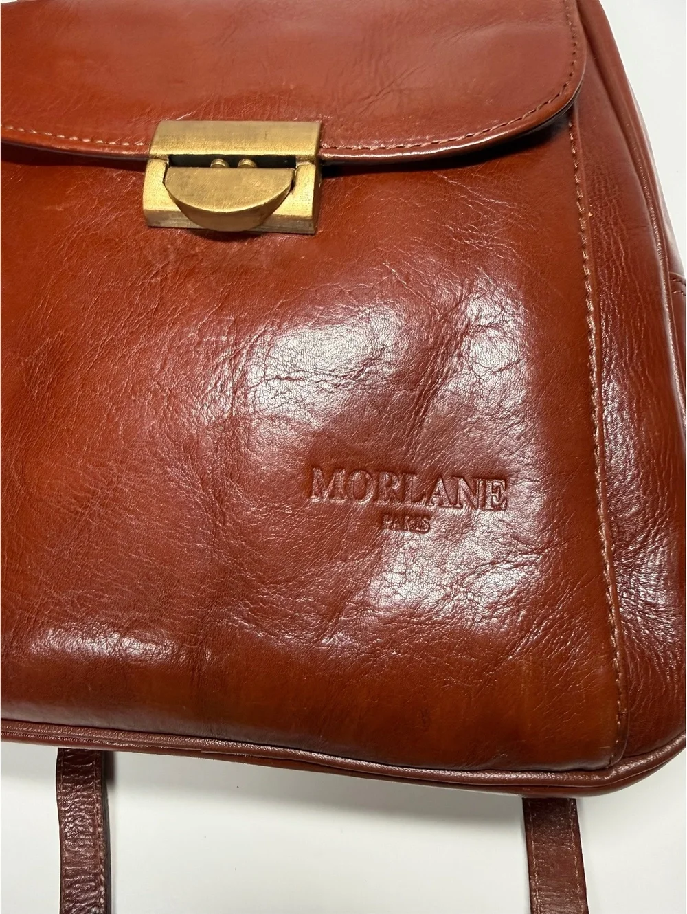 Vintage Morlane Paris Brown Genuine Leather Mini Backpack Brass Hardware